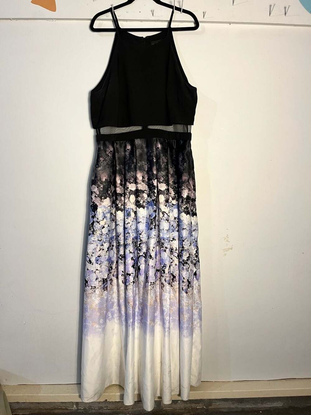 009-0043 Betsy & Adam Jersey and Ombre Floral Charmeuse Ball Gown
